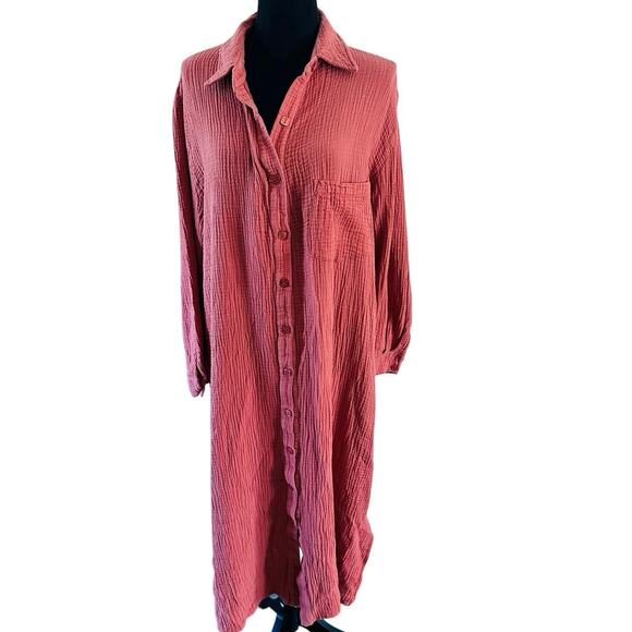 Rachel Pally - Gauze Amerie Shirt Dress - Persimmon- XL - Picture 4 of 14